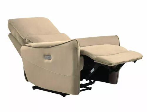 Zefir Velvet Elektromos Bézs Bársony Relaxfotel USB Porttal